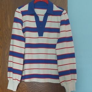 Retro Long-sleeved V-neck Polo Shirt